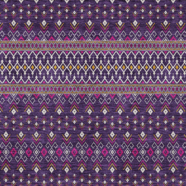 9' X 12' Purple Pink And Yellow Tribal Washable Indoor Outdoor Area Rug