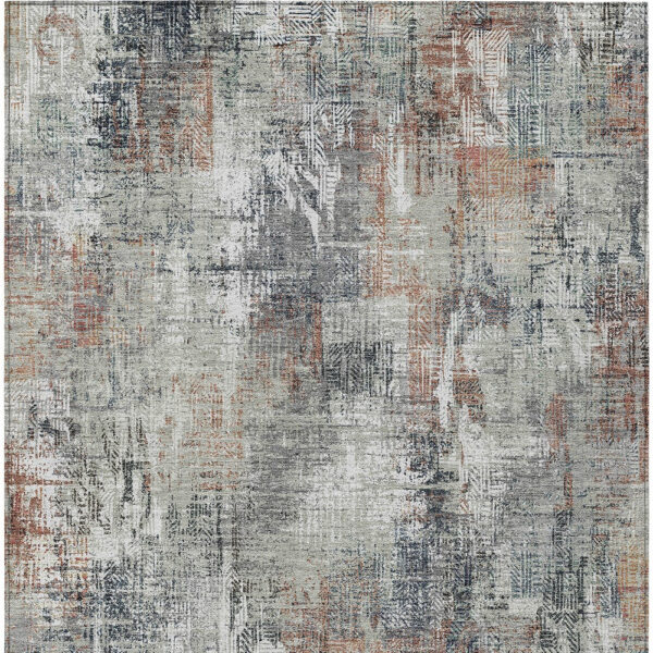 10' X 14' Taupe Gray And Copper Abstract Washable Indoor Outdoor Area Rug