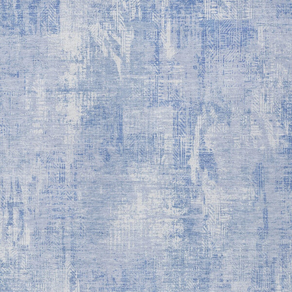 8' X 10' Sky Blue Denim Blue And Ivory Abstract Washable Indoor Outdoor Area Rug