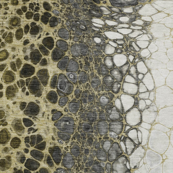 3' X 5' Beige Taupe And Chocolate Abstract Washable Indoor Outdoor Area Rug