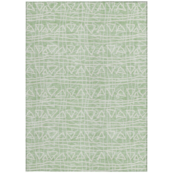 8' X 10' Mint Green Artichoke Green And Ivory Geometric Washable Indoor Outdoor Area Rug