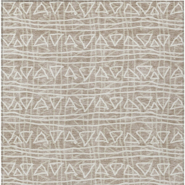3' X 5' Taupe And Beige Geometric Washable Indoor Outdoor Area Rug