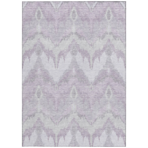 9' X 12' Lavender Purple And Gray Ikat Washable Indoor Outdoor Area Rug