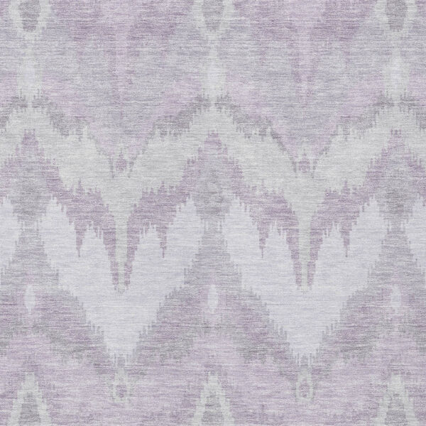 9' X 12' Lavender Purple And Gray Ikat Washable Indoor Outdoor Area Rug