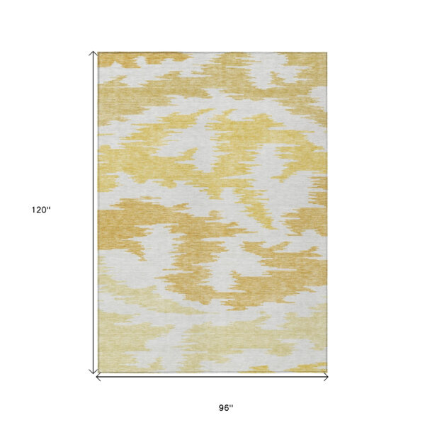 8' X 10' Gold Beige And Wheat Abstract Washable Indoor Outdoor Area Rug