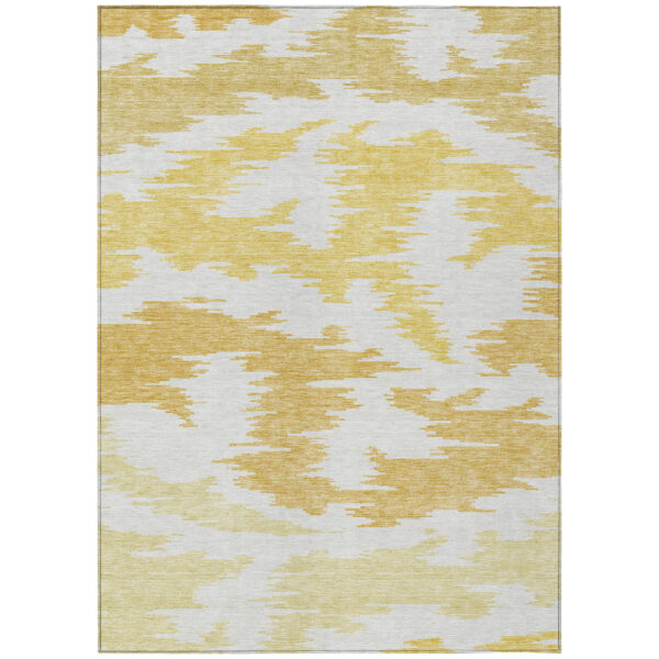 8' X 10' Gold Beige And Wheat Abstract Washable Indoor Outdoor Area Rug