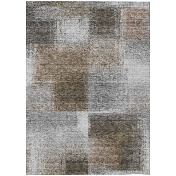 3' X 5' Silver Gray And Beige Abstract Washable Indoor Outdoor Area Rug