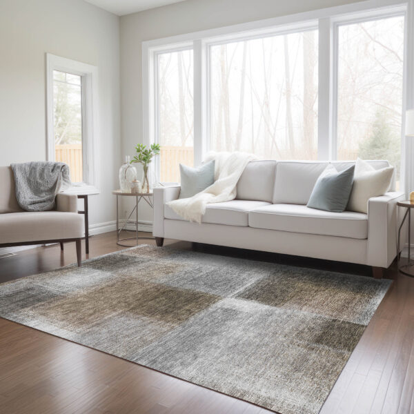 3' X 5' Silver Gray And Beige Abstract Washable Indoor Outdoor Area Rug