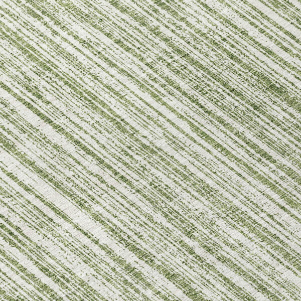 8' Green And Ivory Round Striped Washable Indoor Outdoor Area Rug