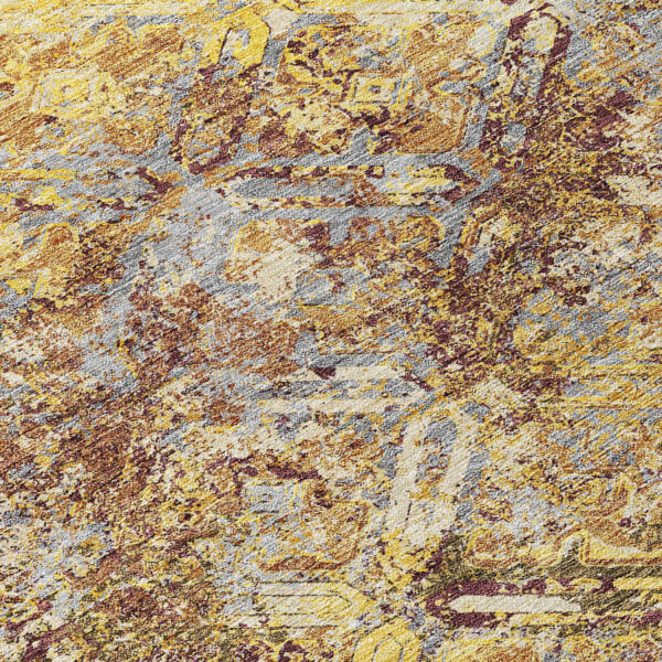 10' X 14' Wheat Gold And Gray Geometric Washable Indoor Outdoor Area Rug