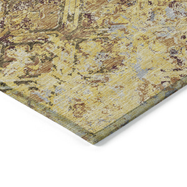 10' X 14' Wheat Gold And Gray Geometric Washable Indoor Outdoor Area Rug