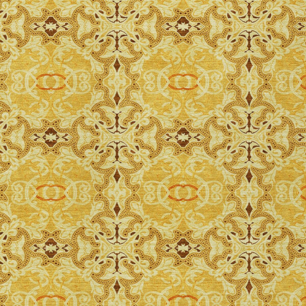 10' X 14' Orange Copper And Gold Medallion Washable Indoor Outdoor Area Rug