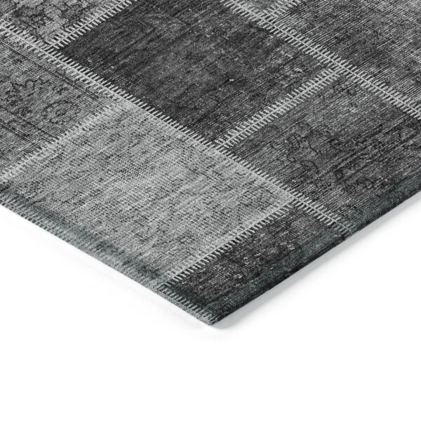 8' X 10' Gray Charcoal And Silver Patchwork Washable Indoor Outdoor Area Rug