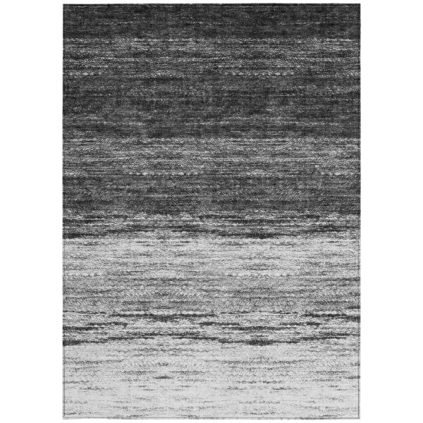 10' X 14' Gray Silver And Ivory Ombre Washable Indoor Outdoor Area Rug
