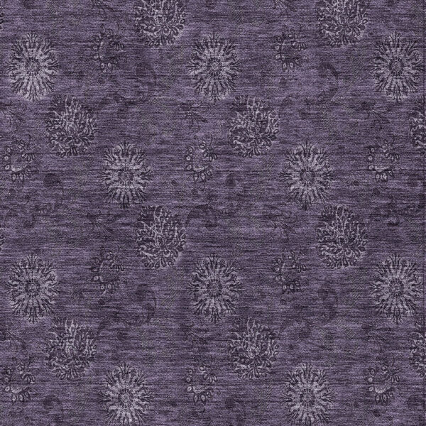 5' X 8' Eggplant And Purple Floral Washable Indoor Outdoor Area Rug