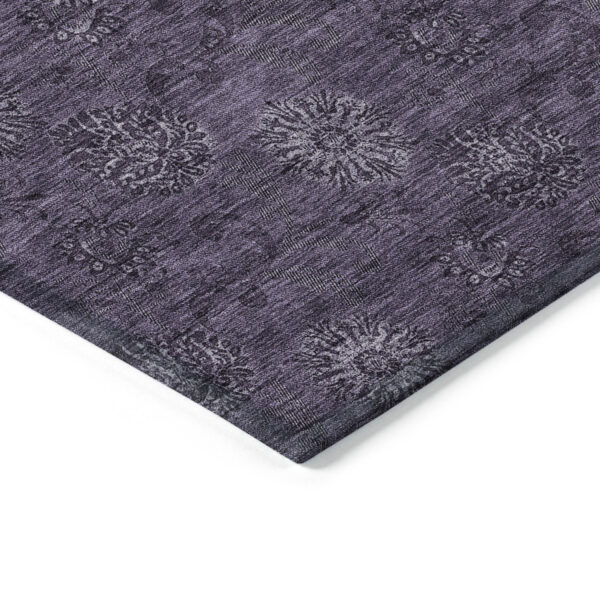 5' X 8' Eggplant And Purple Floral Washable Indoor Outdoor Area Rug