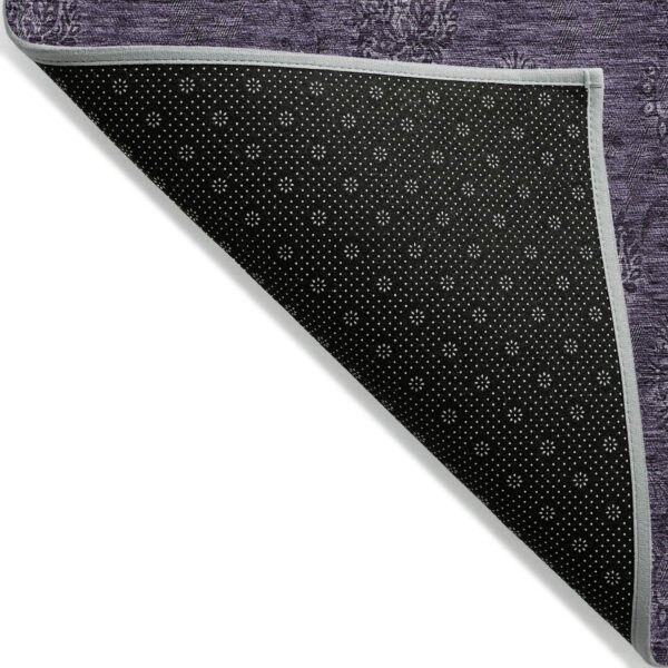 5' X 8' Eggplant And Purple Floral Washable Indoor Outdoor Area Rug