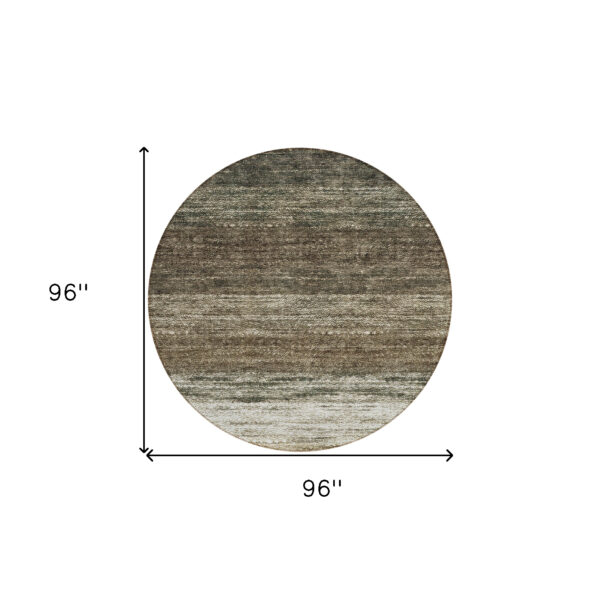 8' Brown Beige And Tan Round Ombre Washable Indoor Outdoor Area Rug