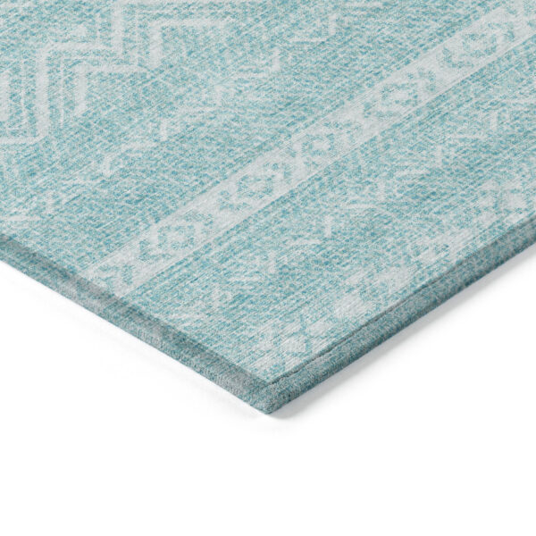 9' X 12' Teal Blue And Aqua Southwestern Washable Indoor Outdoor Area Rug