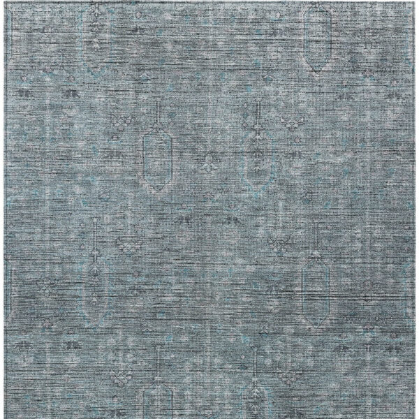 9' X 12' Teal Blue And Gray Southwestern Washable Indoor Outdoor Area Rug