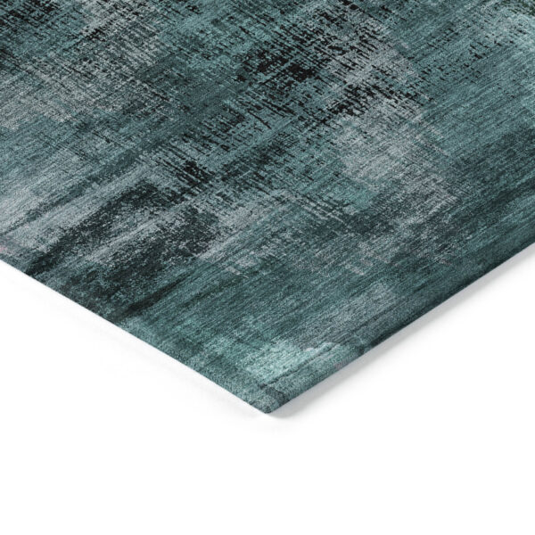 3' X 5' Fern Green And Emerald Abstract Washable Indoor Outdoor Area Rug