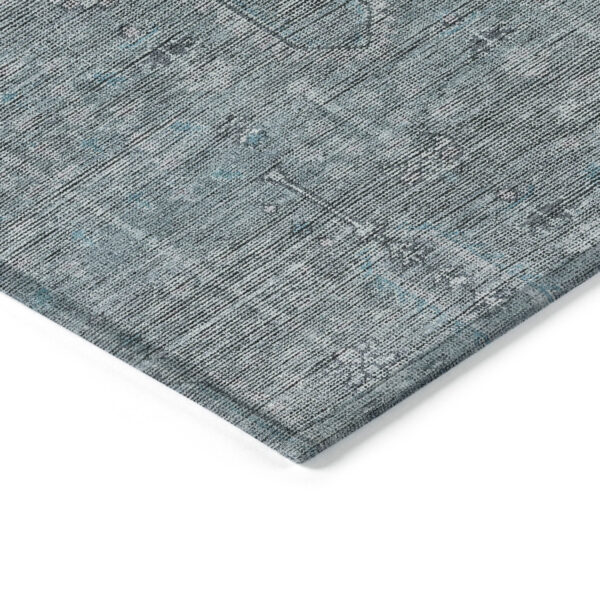 9' X 12' Teal Blue And Gray Southwestern Washable Indoor Outdoor Area Rug