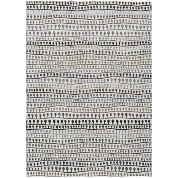 3' X 5' Ivory Taupe And Charcoal Striped Washable Indoor Outdoor Area Rug