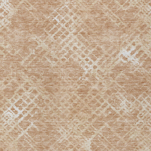 3' X 5' Coral Ivory And Peach Geometric Washable Indoor Outdoor Area Rug