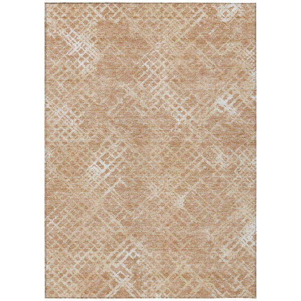 3' X 5' Coral Ivory And Peach Geometric Washable Indoor Outdoor Area Rug