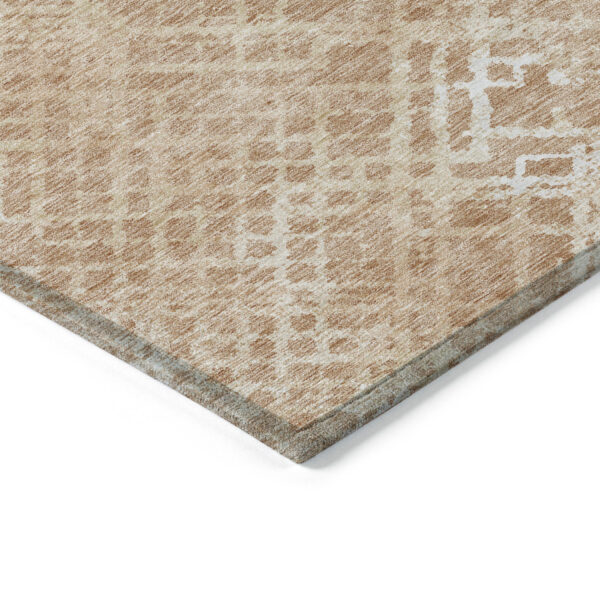 3' X 5' Coral Ivory And Peach Geometric Washable Indoor Outdoor Area Rug