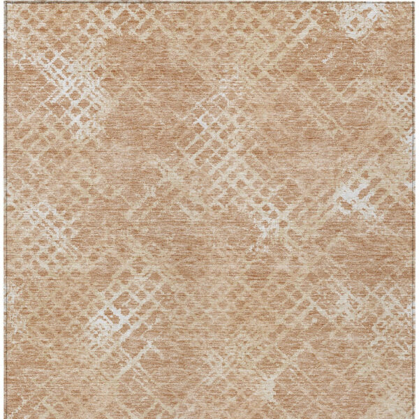 3' X 5' Coral Ivory And Peach Geometric Washable Indoor Outdoor Area Rug