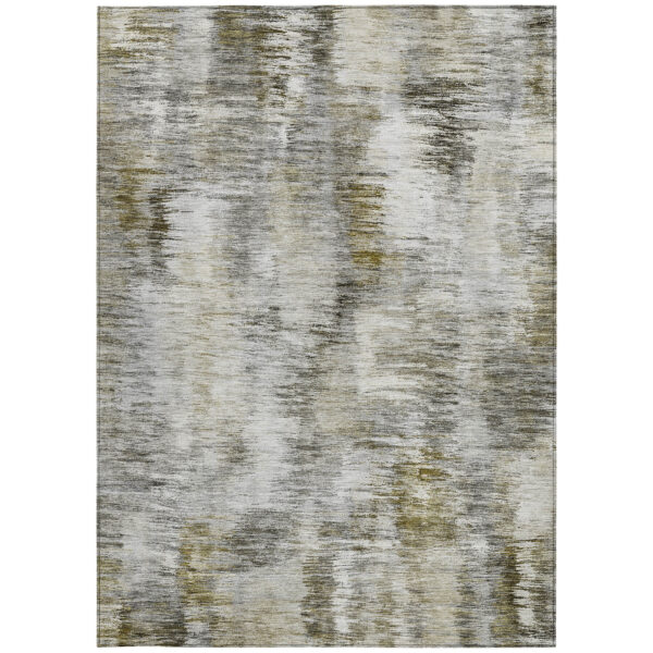 9' X 12' Brown And Taupe Abstract Washable Indoor Outdoor Area Rug
