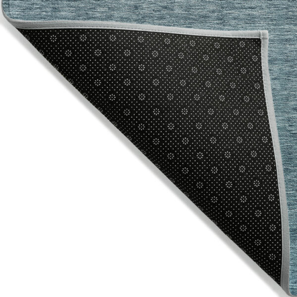 5' X 8' Teal Blue Gray And Charcoal Ombre Washable Indoor Outdoor Area Rug