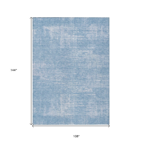 9' X 12' Navy Blue And Sky Blue Abstract Washable Indoor Outdoor Area Rug