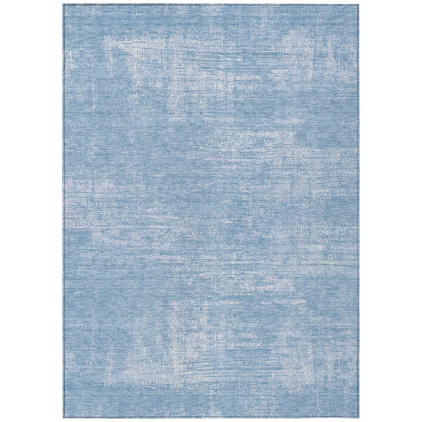 9' X 12' Navy Blue And Sky Blue Abstract Washable Indoor Outdoor Area Rug