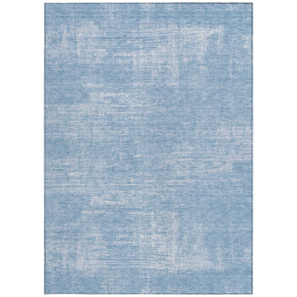 9' X 12' Navy Blue And Sky Blue Abstract Washable Indoor Outdoor Area Rug