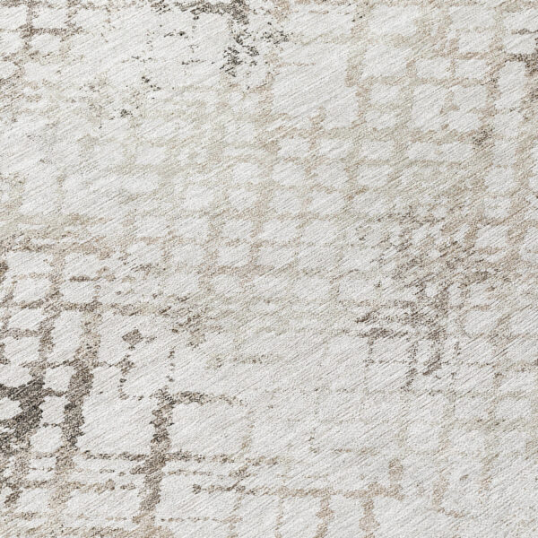 8' Taupe Beige And Brown Round Geometric Washable Indoor Outdoor Area Rug