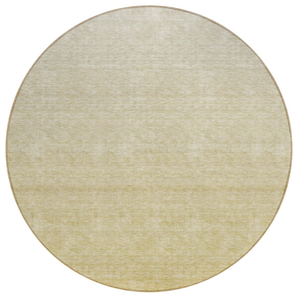 8' Wheat Gold And Tan Round Ombre Washable Indoor Outdoor Area Rug