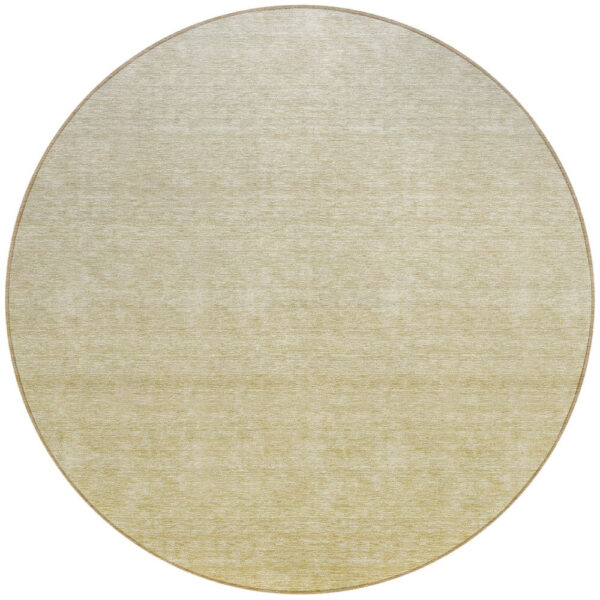 8' Wheat Gold And Tan Round Ombre Washable Indoor Outdoor Area Rug
