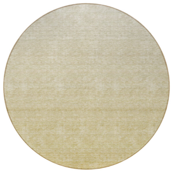 8' Wheat Gold And Tan Round Ombre Washable Indoor Outdoor Area Rug
