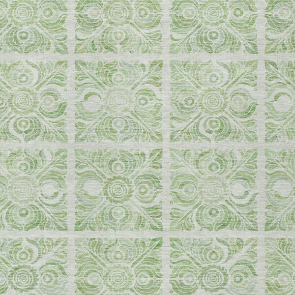 3' X 5' Artichoke Green And Mint Green Medallion Washable Indoor Outdoor Area Rug