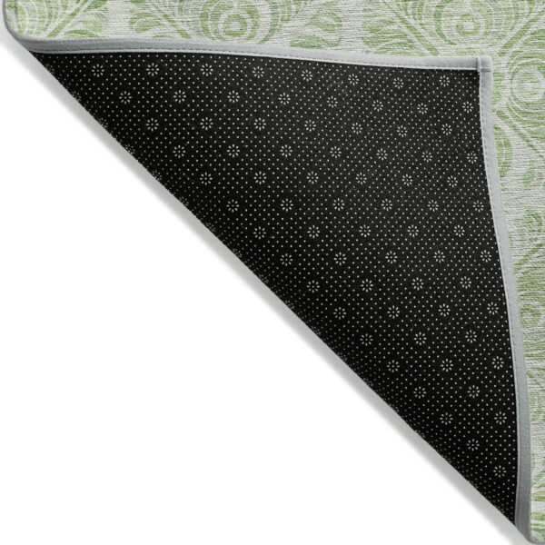 3' X 5' Artichoke Green And Mint Green Medallion Washable Indoor Outdoor Area Rug