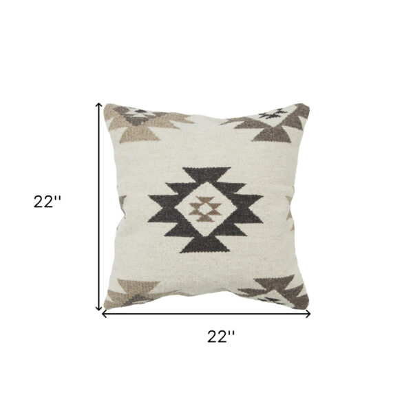Cream Beige Classic Ikat Pattern Throw Pillow