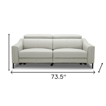 74" Gray And Black Leather Reclining Sofa