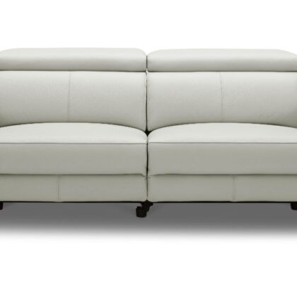 74" Gray And Black Leather Reclining Sofa
