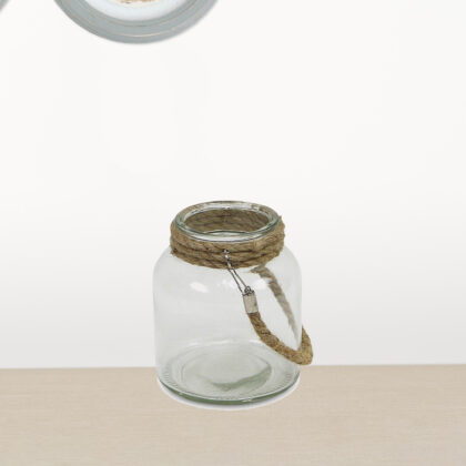 6" Clear and Brown Glass Jar with Rope