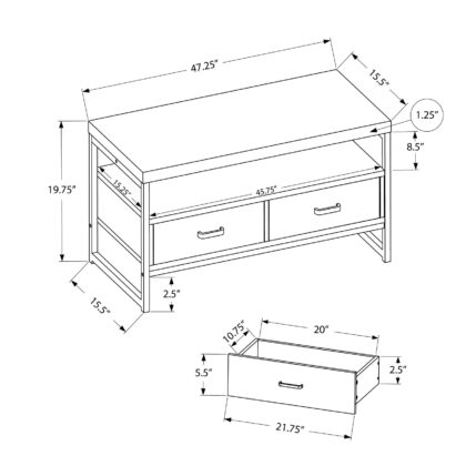 47" Black Cabinet Enclosed Storage TV Stand