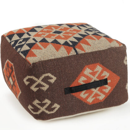 18" Brown Cotton Blend Ottoman