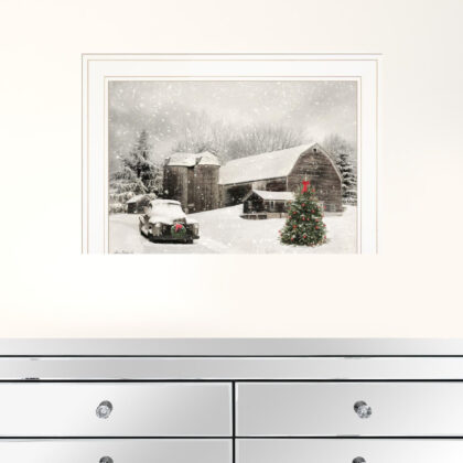Farmhouse Christmas 1 White Framed Print Wall Art