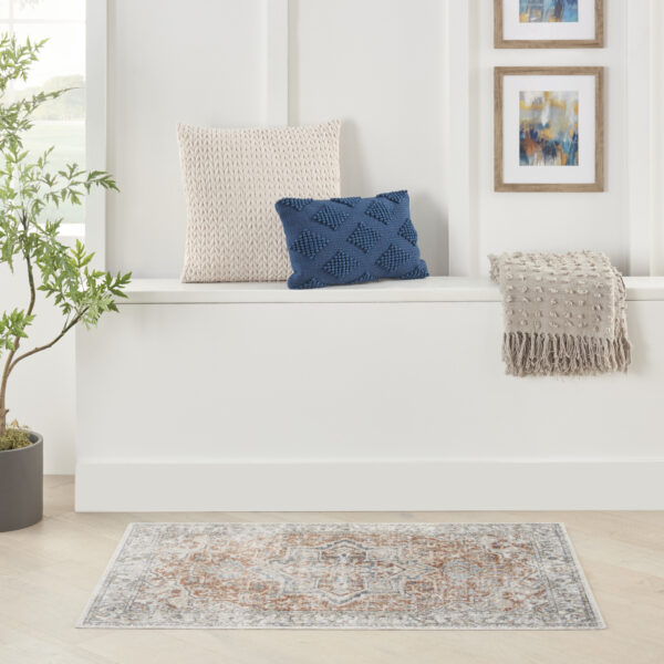 4' X 6' Gold Oriental Power Loom Washable Area Rug